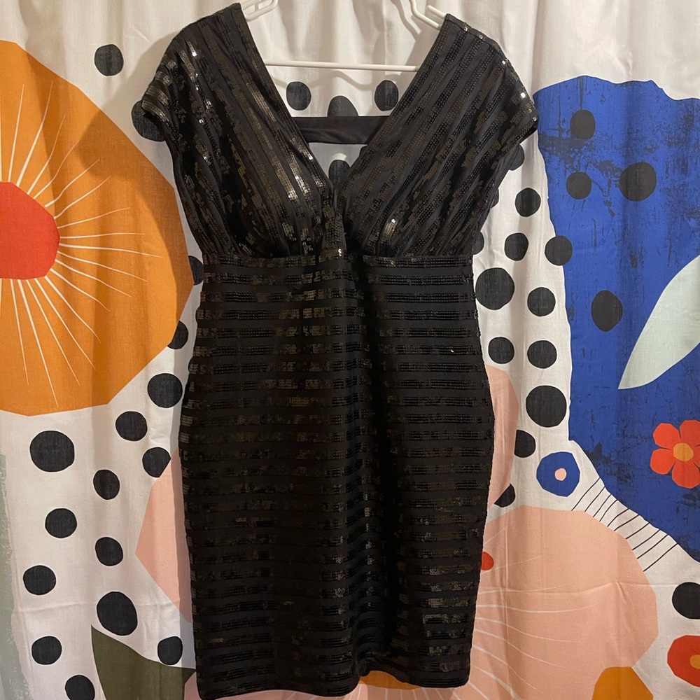 Black sequined Nicole Miller cocktail dress